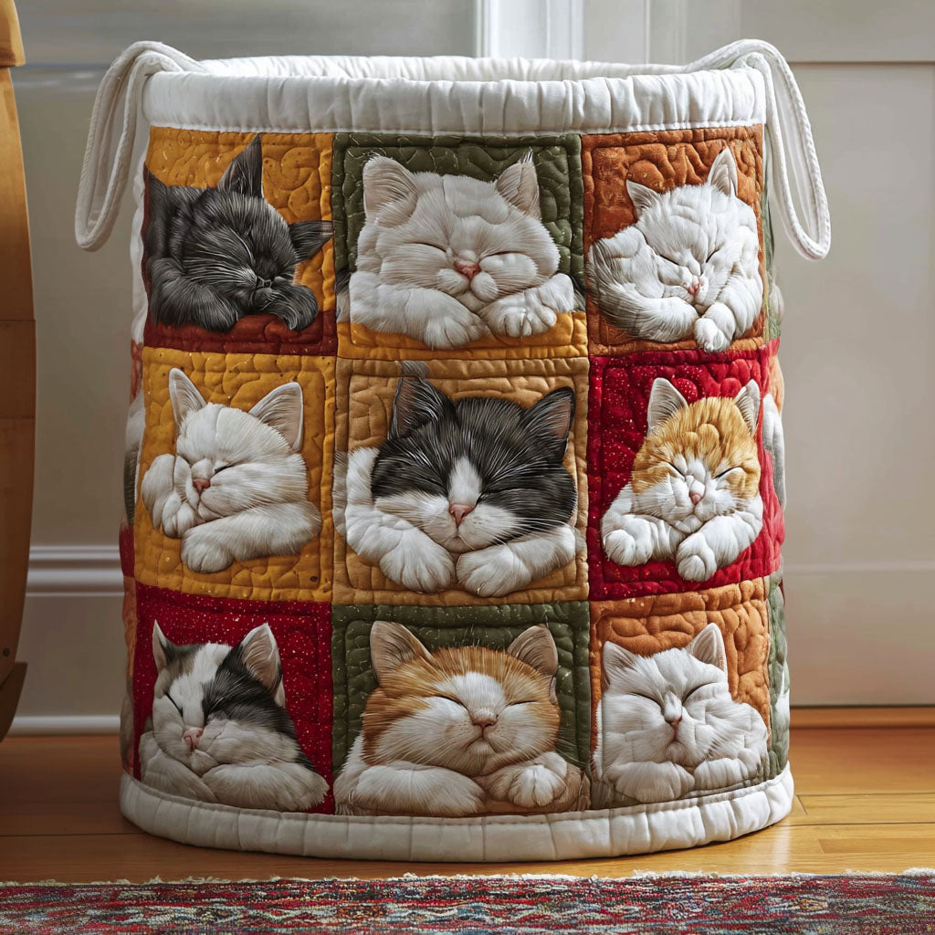 Sweet Catnap Quilted Laundry Basket NCU0PTT1388