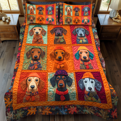 Sweet Dachshund 3-Piece Quilted Bedding Set NCU0VL443