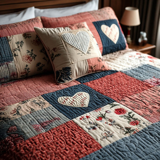 Sweet Patchwork Love 3-Piece Quilted Bedding Set NCU0LDH193