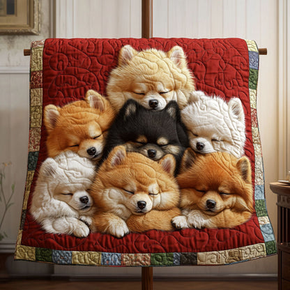 Sweet Pomeranian Moments Quilted Blanket NCU0PT1920