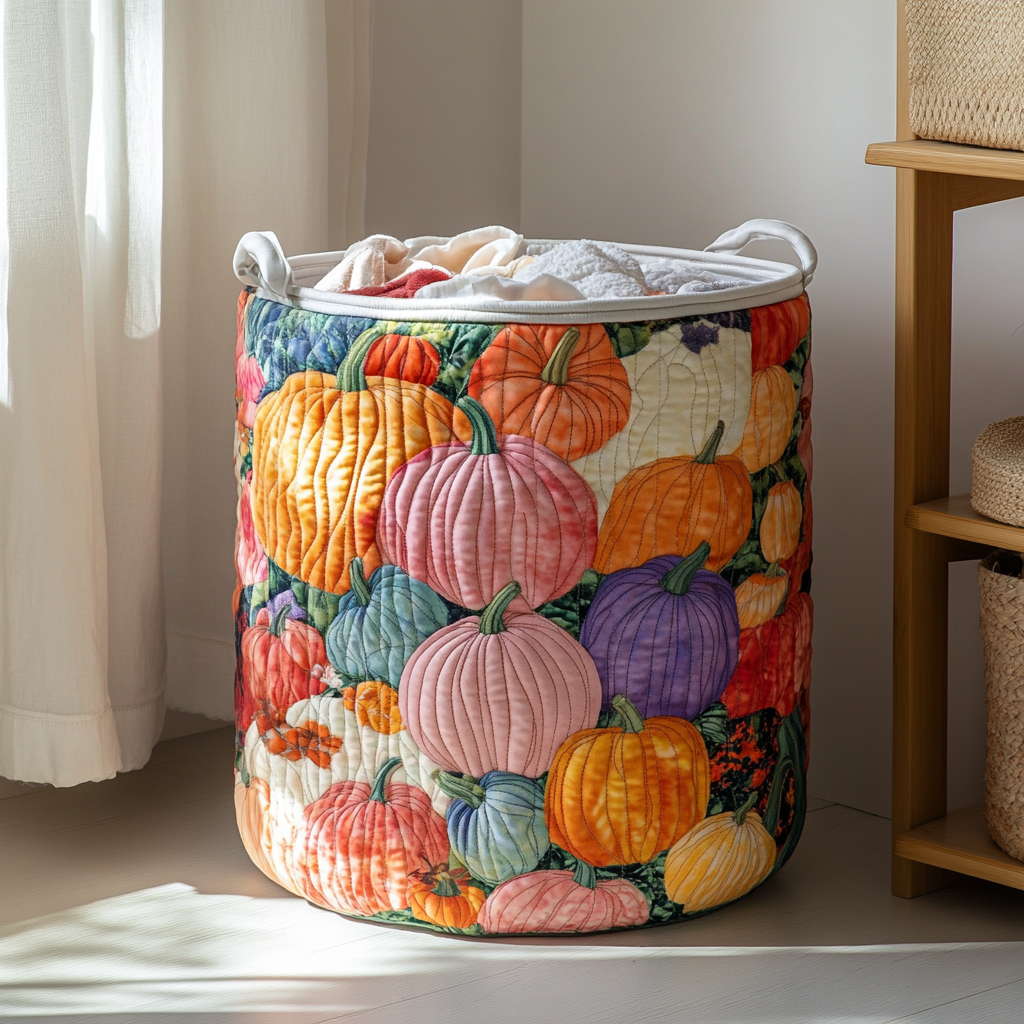 Sweet Pumpkin Quilted Laundry Basket NCU0DDK711