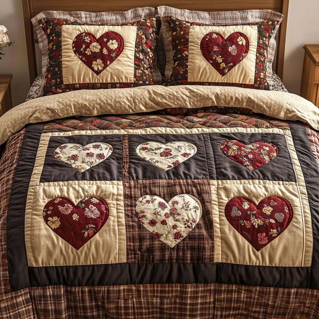 Sweet Stitch 3-Piece Quilted Bedding Set NCU0NVH152