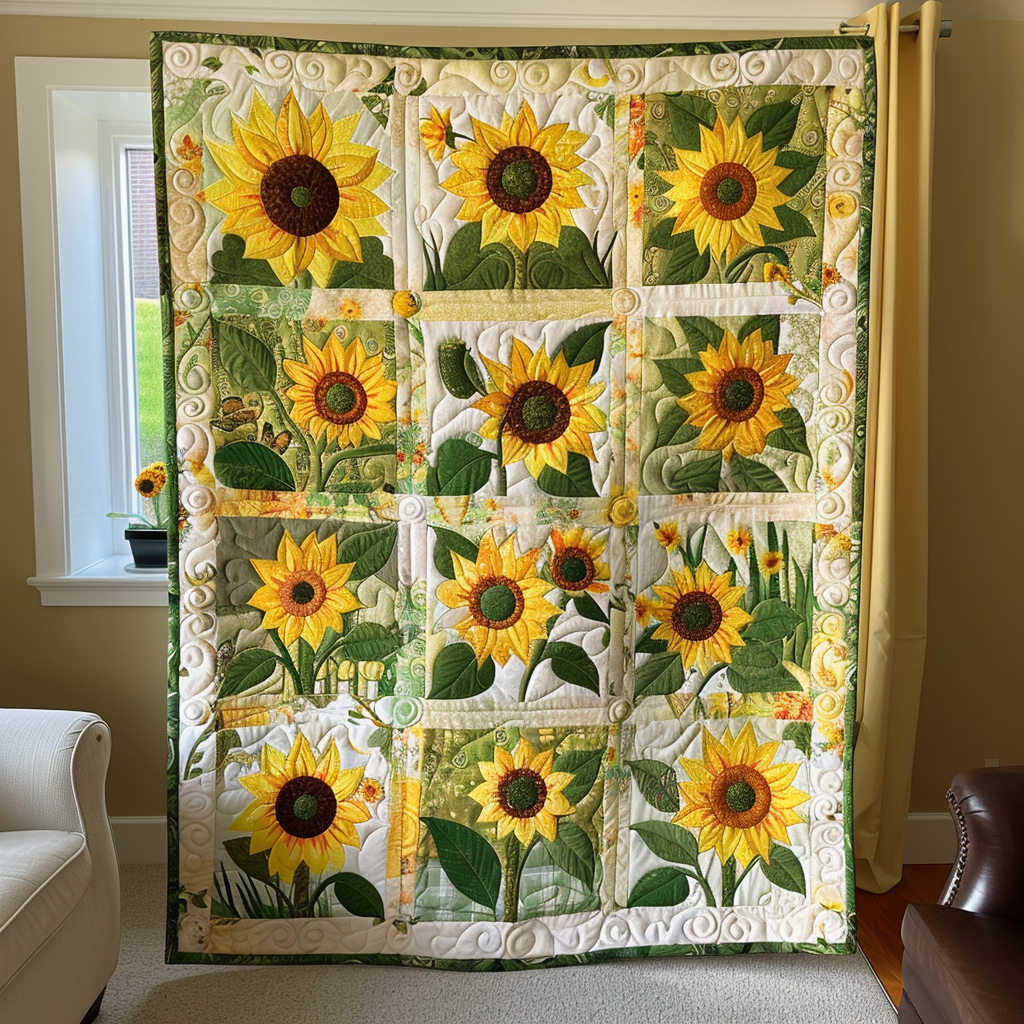 Sweet Sunflowers Quilted Blanket NCU0VL209