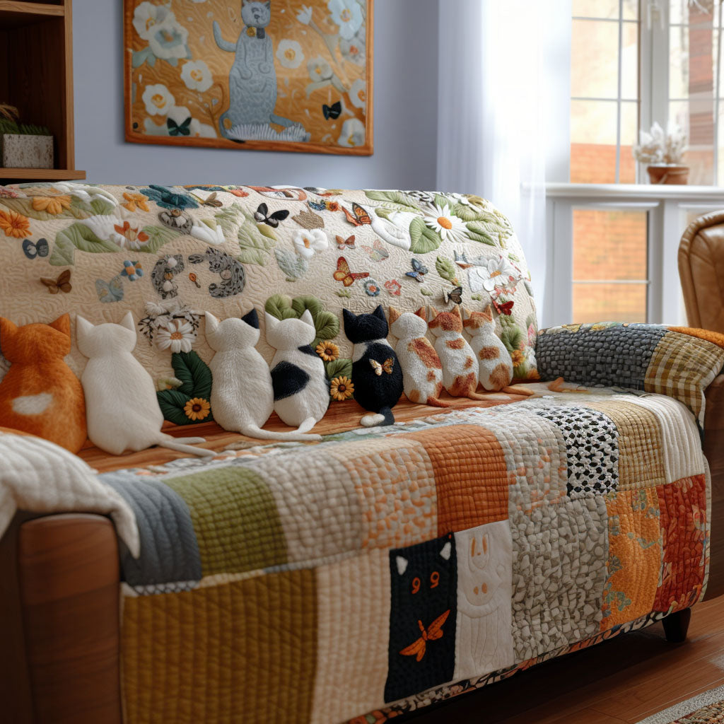 Sweet Whiskers Quilted Sofa Cover NCU0PTT2155