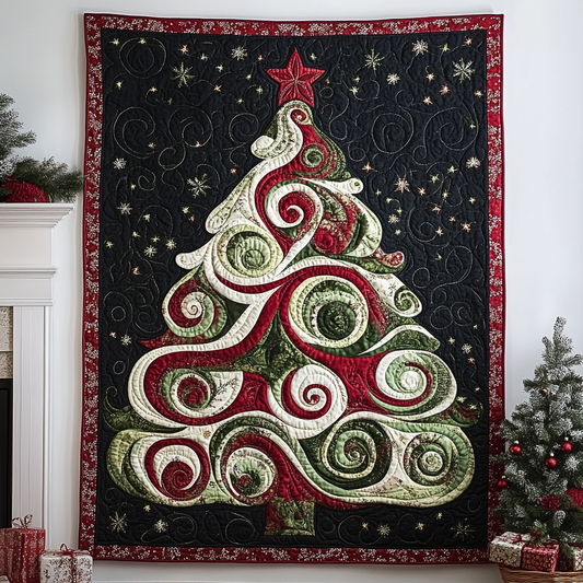 Swirling Christmas Tree Quilted Blanket NCU0TL1512