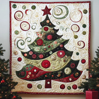 Swirling Holiday Tree Quilted Blanket NCU0TL1516