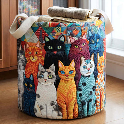 Tabby Stripe Quilted Laundry Basket NCU0NNL009