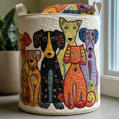 Whimsical Dog Quilted Laundry Basket NCU0QN036