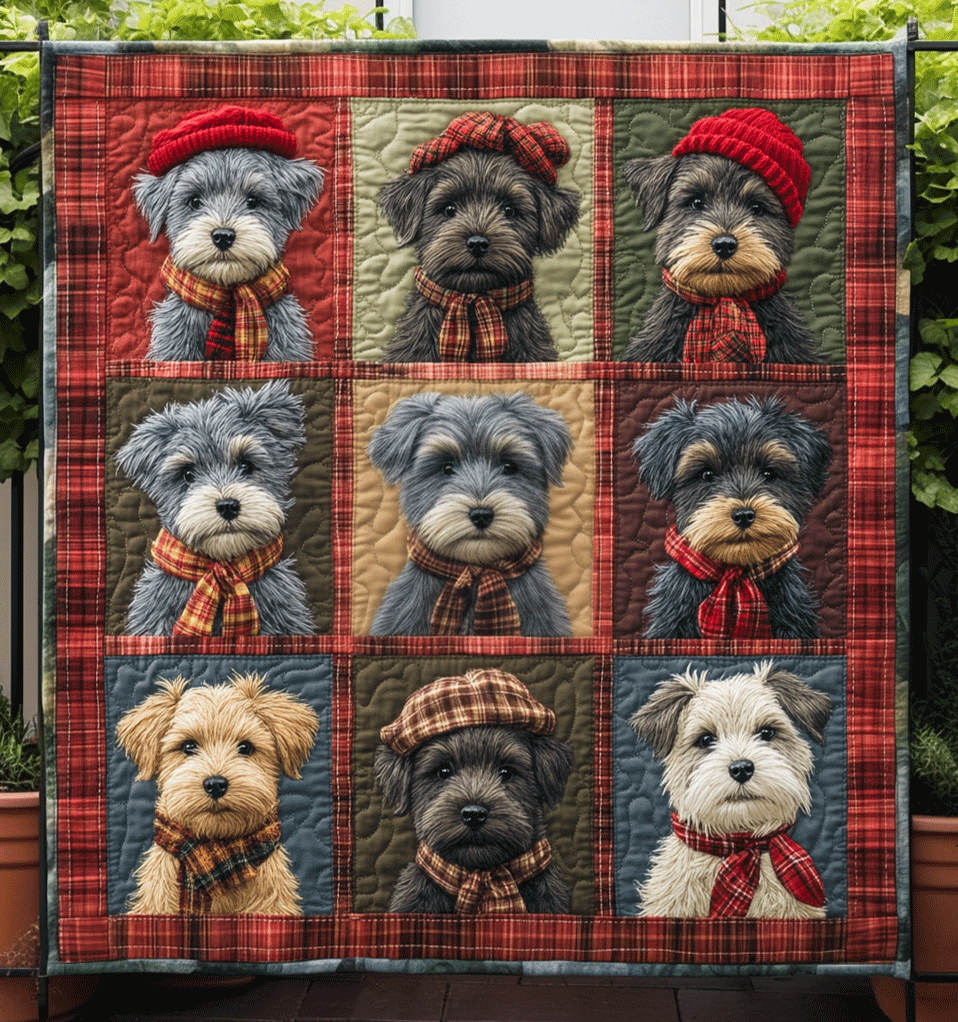 Tartan Terrier Tales Quilted Blanket NCU0DV1393