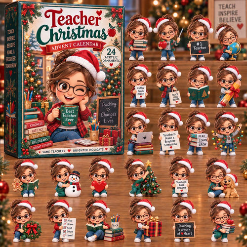 CHRISTMAS KICKOFF 40% OFF - Teacher Christmas Advent Calendar 2026 - 24-Day Festive Countdown, Acrylic Charms Blind Box - Gift For Kids AC0HH041