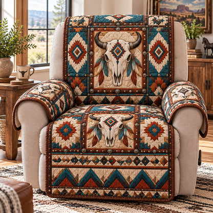 Teal Feather Longhorn Quilted Sofa Cover NCU0NTD2397