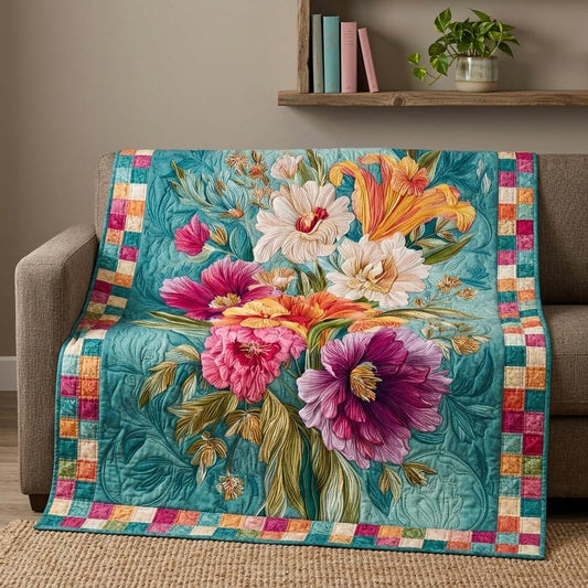 Teal Garden Quilted Blanket NCU0DQQ0547