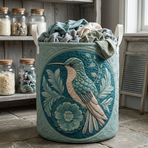 Teal Garden Quilted Laundry Basket NCU0NNT3034