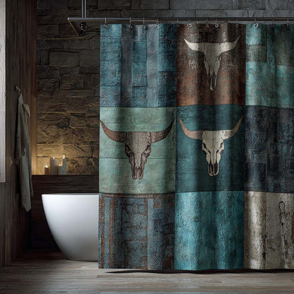 Teal Longhorn Shower Curtain NCU0NXD1428