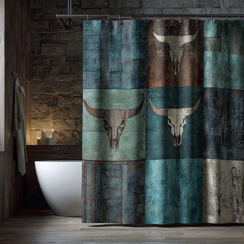 Teal Longhorn Shower Curtain NCU0NXD1428
