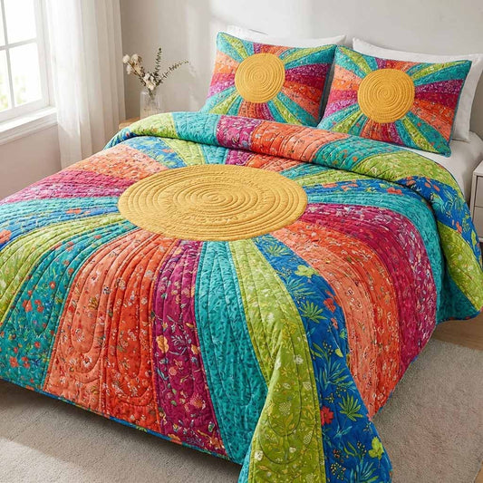 Teal Sol 3-Piece Quilted Bedding Set NCU0NXD1720