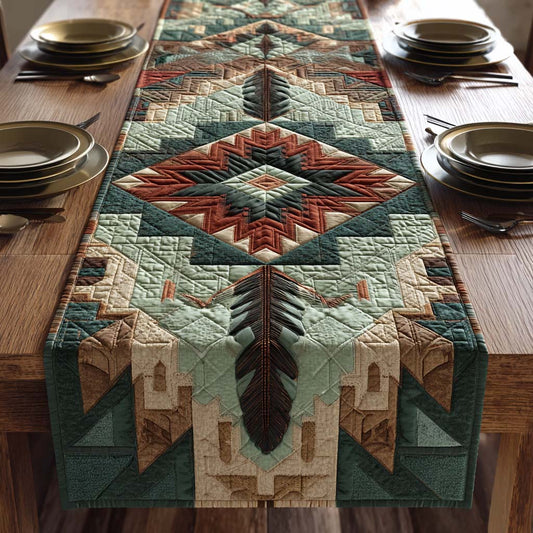 Teal Stone Arrowhead Quilted Table Runner NCU0NXD1198