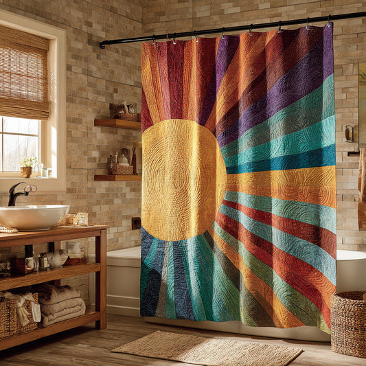 Teal Sunburst Pop Shower Curtain NCU0LDH857