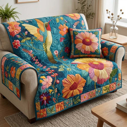 Teal Swirl Serenity Quilted Sofa Cover NCU0DQQ0502