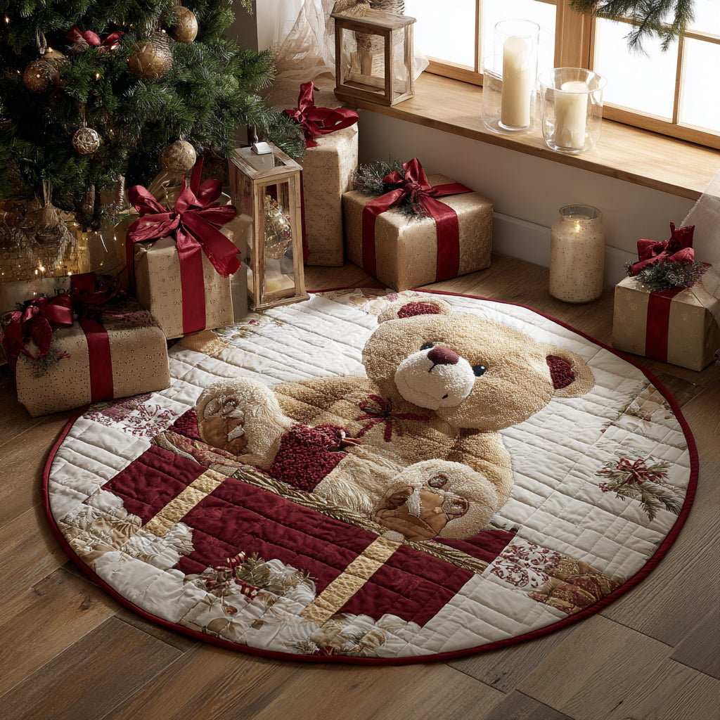 Teddy Christmas Magic Quilted Round Mat NCU0DV1255