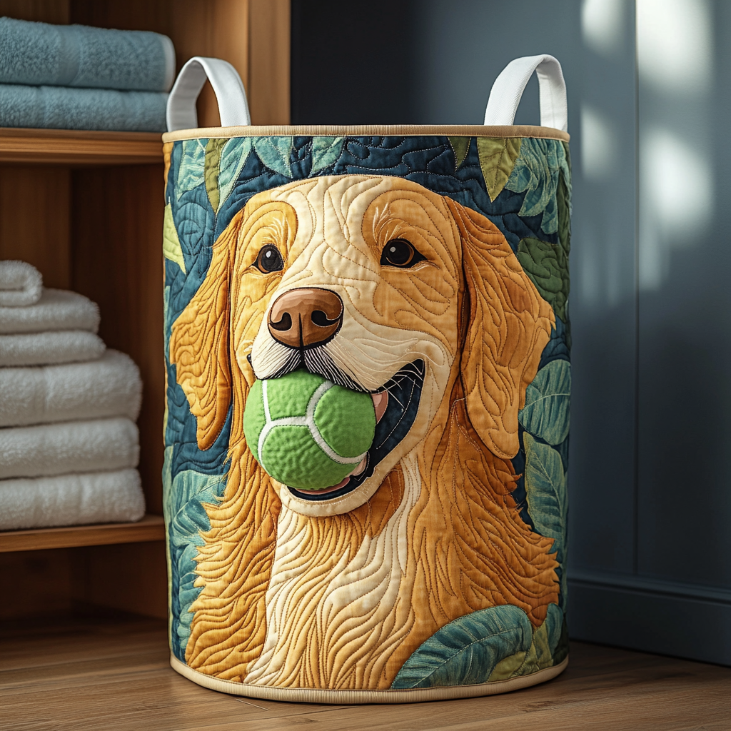 Golden Retriever Quilted Laundry Basket NCU0QN060