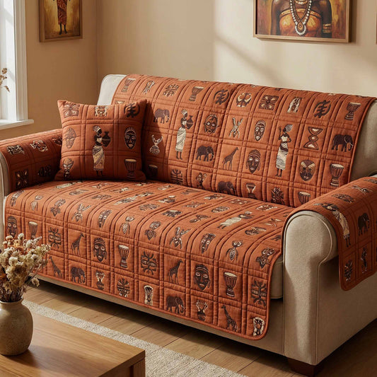 Terra Symbols Quilted Sofa Cover NCU0NXD1815