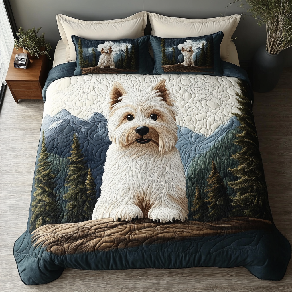 Terrier Charm 3-Piece Quilted Bedding Set NCU0DV447