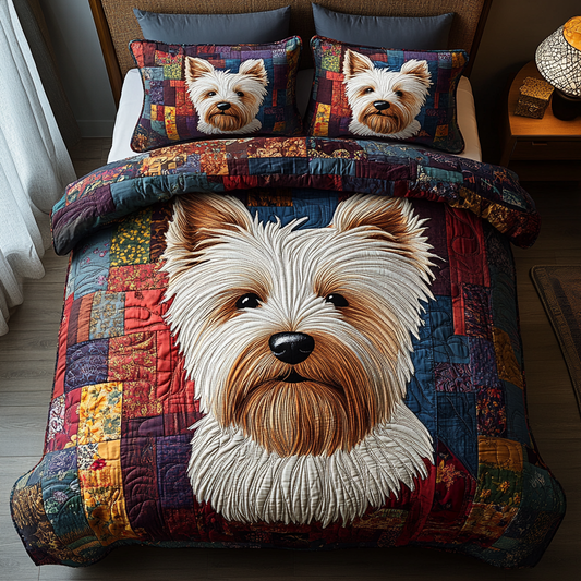 Terrier Tales 3-Piece Quilted Bedding Set NCU0DV451