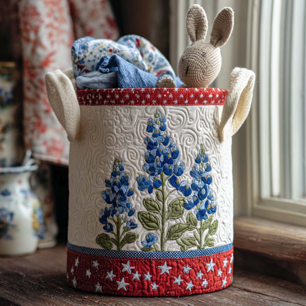 Morning Bloom Quilted Laundry Basket NCU0PVL617
