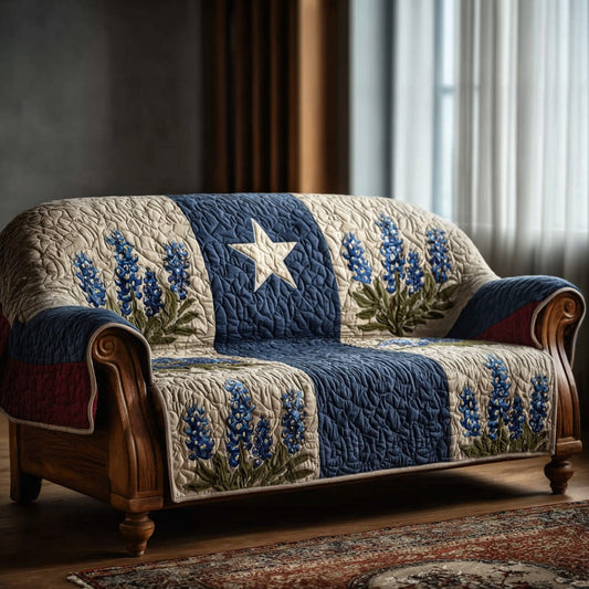 Texas Bluebonnet Glory Quilted Sofa Cover NCU0LDH177