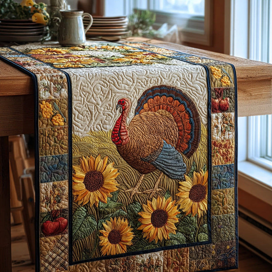 Rustic Turkey Feast Quilted Table Topper NCU0NNT1015