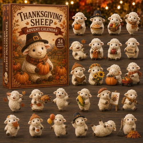 CHRISMAST KICKOFF 40% OFF - Thanksgiving Sheep Harvest Advent Calendar 2026 - 24-Day Festive Countdown, Acrylic Charms Blind Box - Gift For Sheep Lovers AC0TM158