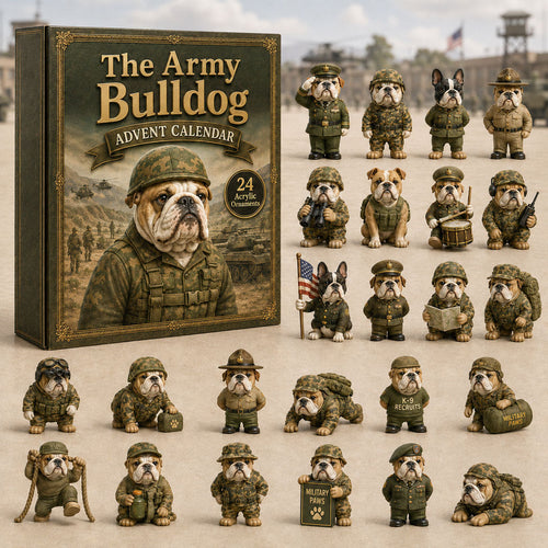 CHRISTMAS KICKOFF 40% OFF - The Army Bulldog Advent Calendar 2026 - 24-Day Festive Countdown, Acrylic Charms Blind Box - Gift For Bulldog Lovers AC0TH185