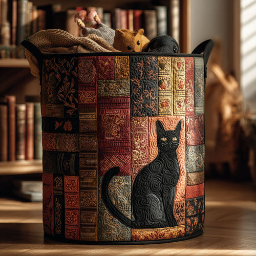 The Bookish Cat Quilted Laundry Basket NCU0PTT1992