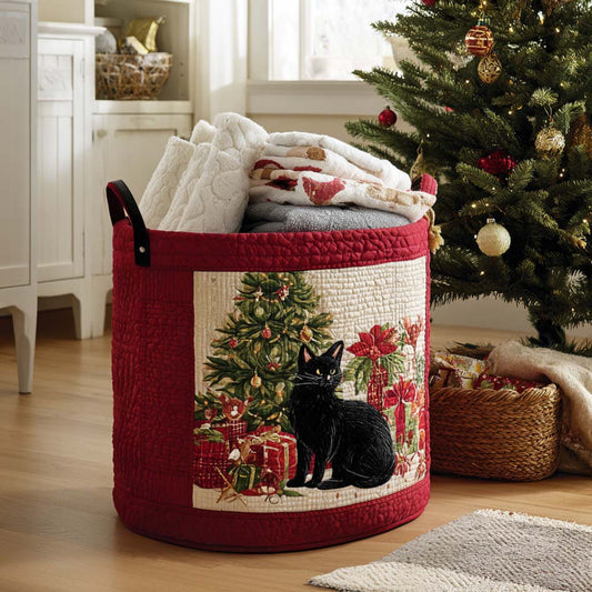 The Bookish Kitty Christmas Quilted Laundry Basket NCU0PTT1504