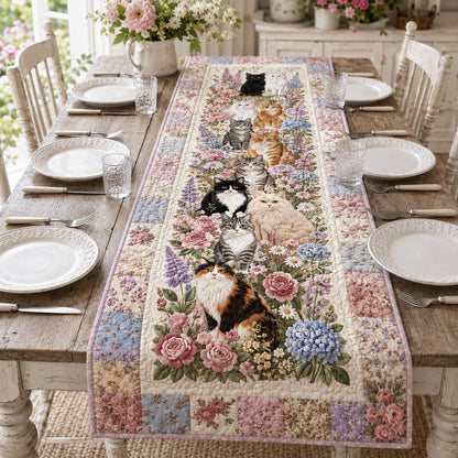 The Cottage Cat Companions Quilted Table Runner NCU0DV2335