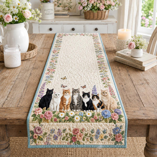 The Cottage Cat Gathering Quilted Table Runner NCU0DV2328