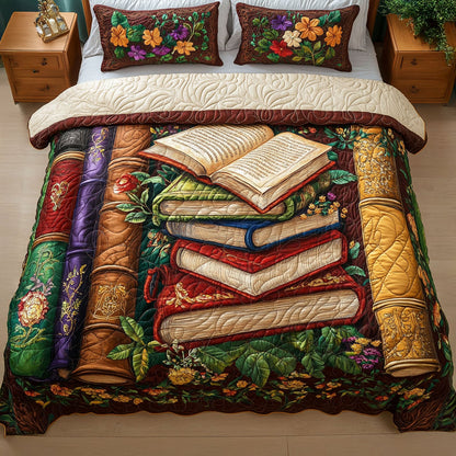 The Cozy Bookstack 3-Piece Quilted Bedding Set NCU0PTT246