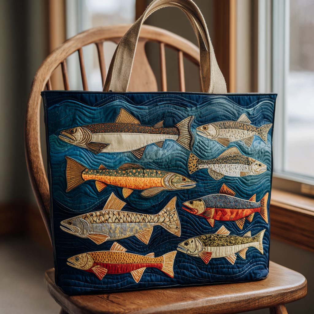 The Fish Trio Quilted Tote Bag NCU0NNT2090