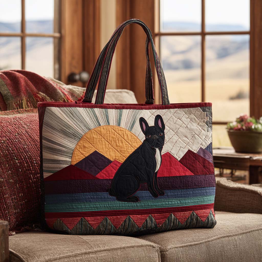 The Frenchie Pair Quilted Tote Bag NCU0PTT1835