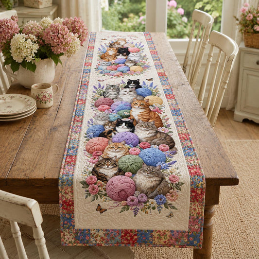 The Garden Cat Bloom Quilted Table Runner NCU0DV2327