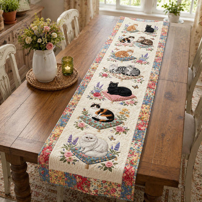 The Garden Cat Companions Quilted Table Runner NCU0DV2329