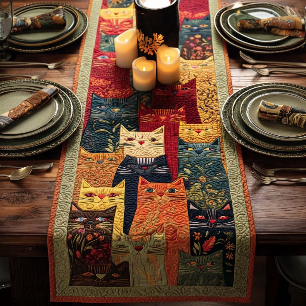Whimsical Cat CW0206049CL Quilted Table Runner main image 1
