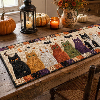The Harvest Cat Parade Quilted Table Runner NCU0DV2336