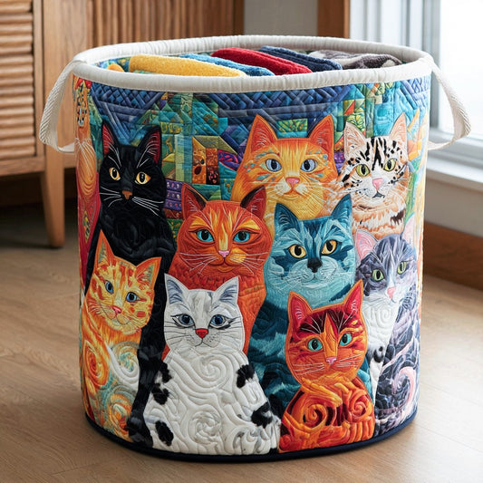 The Meow Squad Quilted Laundry Basket NCU0NNL016