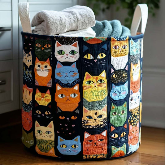 The Meow Squad Quilted Laundry Basket NCU0NNL016