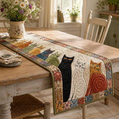 The Patchwork Cat Parade Quilted Table Runner NCU0DV2325