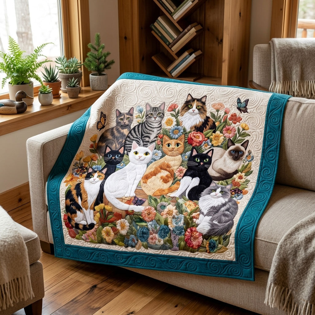 The Paws and Petals Patchwork Quilted Blanket NCU0PTT3142