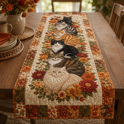 The Pumpkin Cat Garden Quilted Table Runner NCU0DV2333