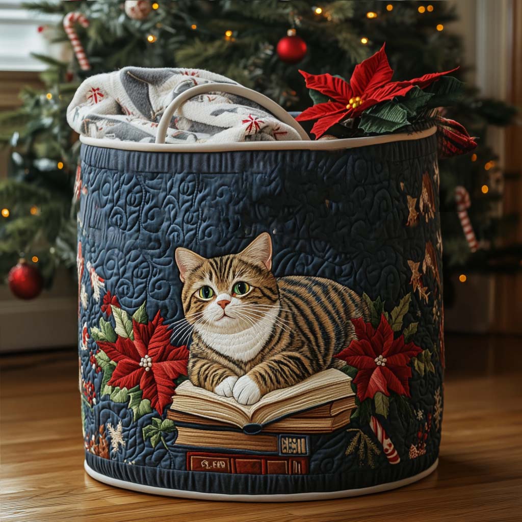 The Reading Cat Quilted Laundry Basket NCU0PTT1514